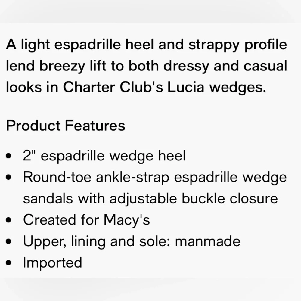 Charter Club Black Open-Toe Espadrille Wedge Sandals